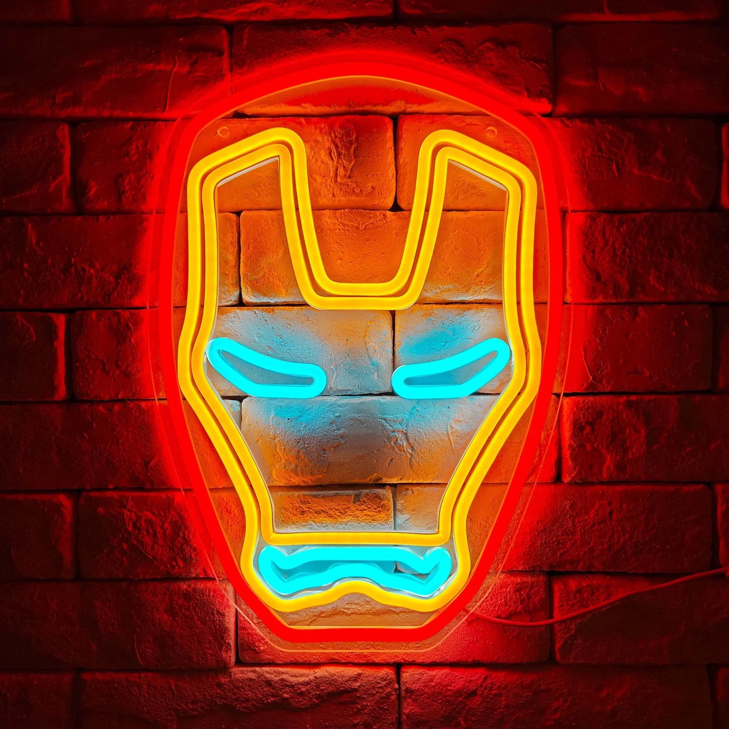 Neon LED Iron Man – Kinkiet Marvel Superhero | Dekoracja ścienna zasilana przez USB do sypialni, baru, pokoju gier i na imprezę