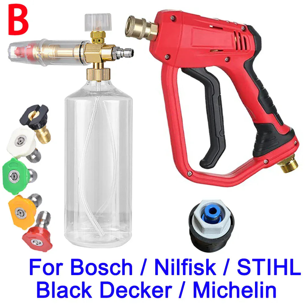 Pistolet na wodę do myjni samochodowej, generator piany – lanca do piany śnieżnej, dysze szybkozłączne 1/4" do Parkside, Karcher, Daewoo, Lavor