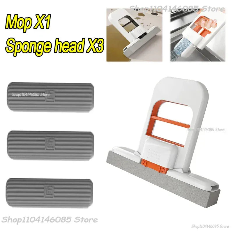 Mini mop gąbkowy z systemem samoczynnego wyciskania – kompaktowy, superchłonny mop do czyszczenia domu, kuchni, łazienki i samochodu