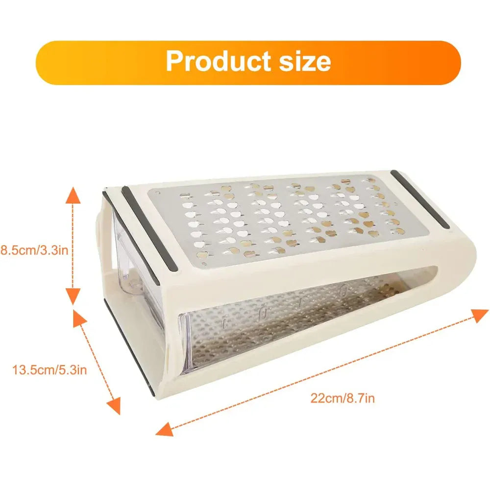 Tarka do sera z pojemnikiem do przechowywania | Dwustronna tarka ze stali nierdzewnej do warzyw i imbiru 