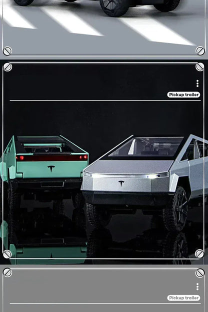 Model samochodu Tesla Cybertruck Pickup ze stopu metali w skali 1/32 – odlewana ciężarówka z oświetleniem i dźwiękiem | Edycja prezentowa 