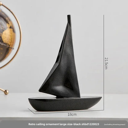 Kreatywny model żaglówki z żywicy – ​​ozdoba do salonu i biurka w stylu marynistycznym 