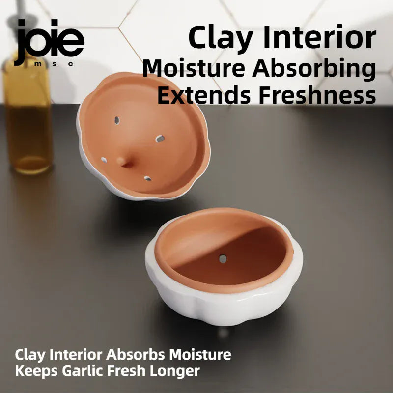 Joie Garlic Storage Box – Moisture-Proof Ceramic Jar for Garlic, Chili & Ginger Storage