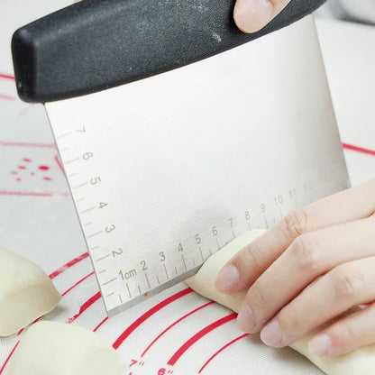 Krajalnica do ciasta ze stali nierdzewnej z oznaczeniami pomiaru, wielofunkcyjny skrobak do pieczenia, ciasta, wypieku chleba, siekacz kuchenny