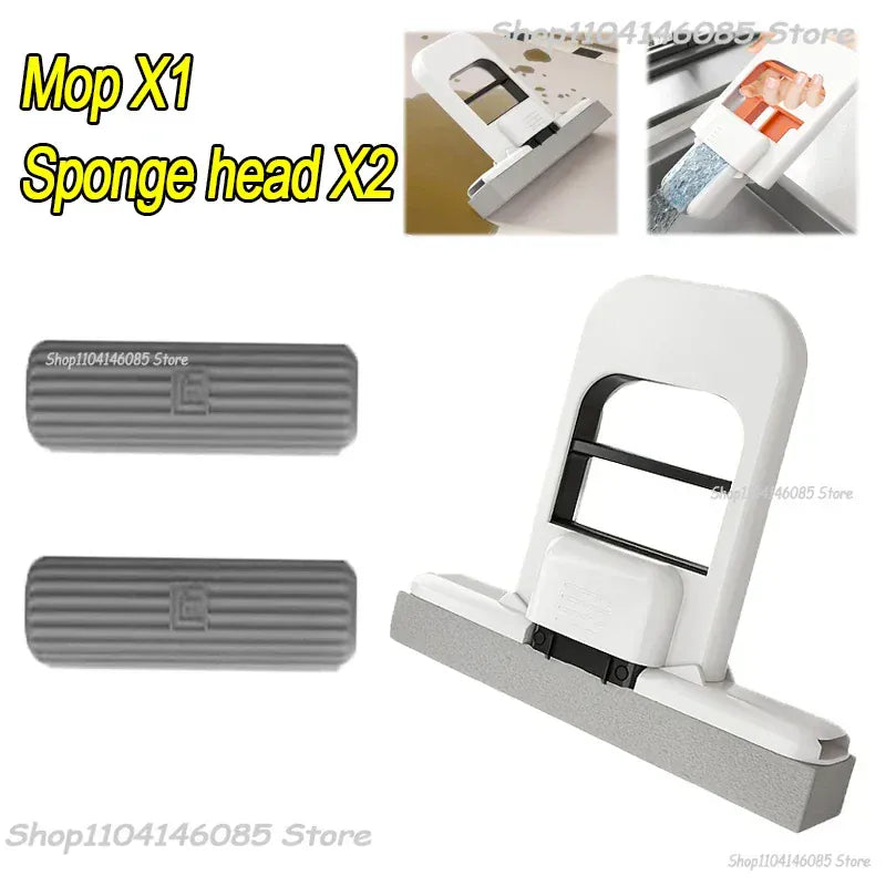 Mini mop gąbkowy z systemem samoczynnego wyciskania – kompaktowy, superchłonny mop do czyszczenia domu, kuchni, łazienki i samochodu