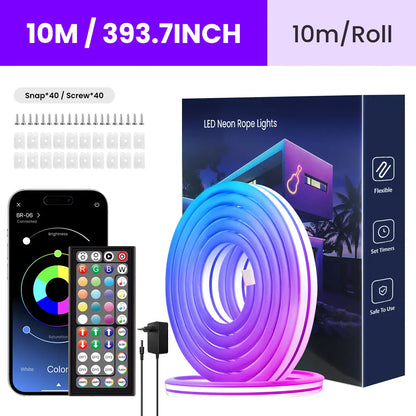 Oświetlenie liniowe neonowe, elastyczne oświetlenie liniowe LED sterowane aplikacją/pilotem, oświetlenie liniowe z wieloma trybami, oświetlenie liniowe LED RGB IP65 do użytku zewnętrznego