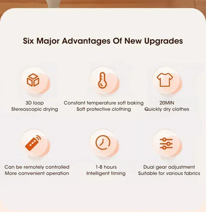 Inteligentna składana elektryczna suszarka do ubrań – kompaktowa, cicha i energooszczędna (wtyczka EU 220 V) 