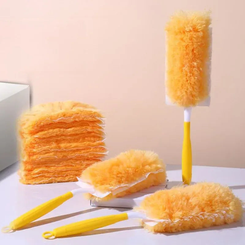 Disposable Duster Refills with Handle Replacement Heads Double Sided 360 ° Electrostatic Dusters Desktop Dust Removal Clean Tool