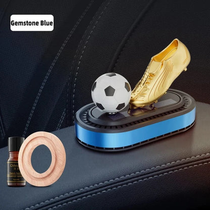 Odświeżacz powietrza do samochodu Golden Boot zasilany energią słoneczną – luksusowa dekoracja aromaterapeutyczna w stylu piłkarskim
