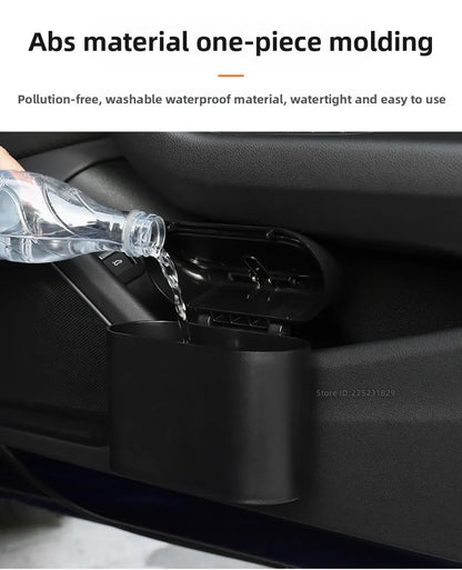 Mały kosz na śmieci do samochodu z pokrywką | Wiszący pojemnik na drzwi, organizer na śmieci samochodowe 