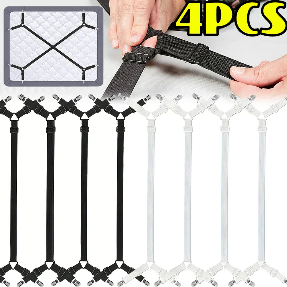 Adjustable bed sheet straps non-slip elastic mattress fasteners