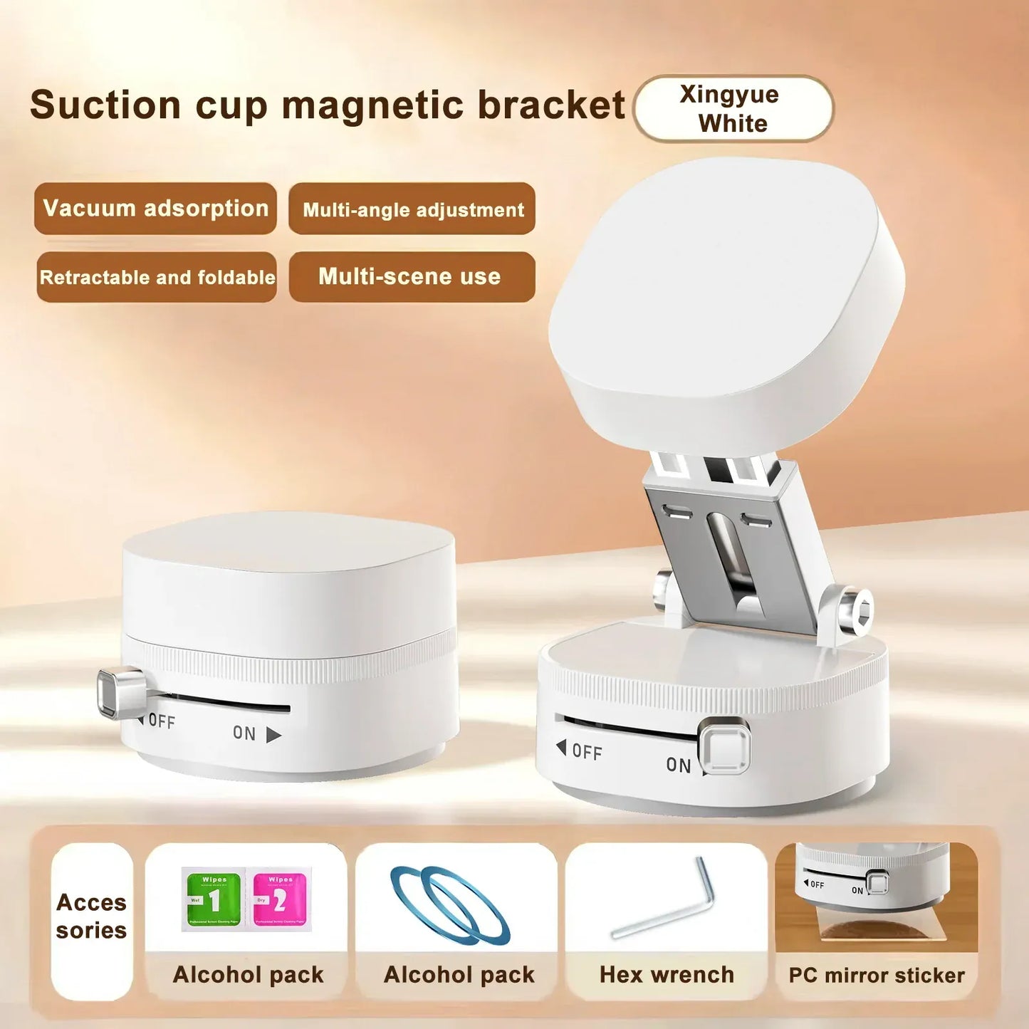 Magnetyczny uchwyt na telefon z przyssawką – składany, regulowany w zakresie 360° i mocny, z przyssawką