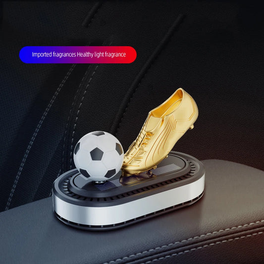Golden Boot Solar Powered Rotating Car Air Freshener – Luxury Football-Themed Aromatherapy Decoration