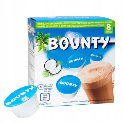 Kapsułki z gorącą czekoladą Bounty Coconut – kompatybilne z ekspresami Dolce Gusto (8 kapsułek)