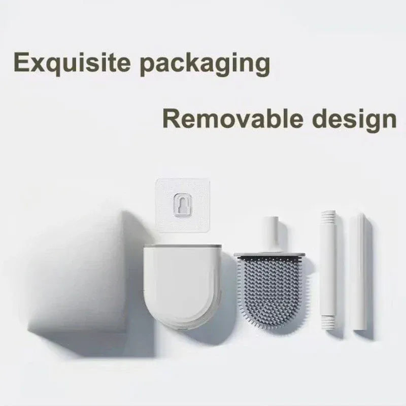 Wisząca silikonowa szczotka do WC z szybkoschnącym uchwytem – elastyczny, długi uchwyt do czyszczenia łazienki 