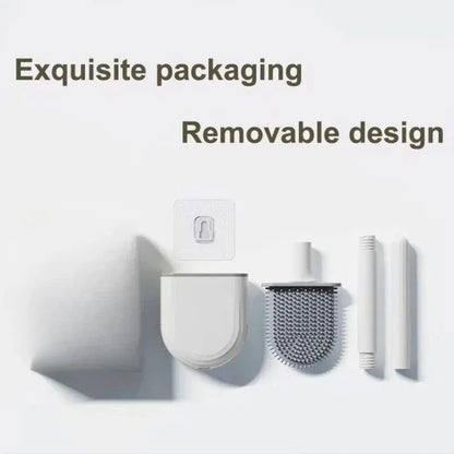 Wisząca silikonowa szczotka do WC z szybkoschnącym uchwytem – elastyczny, długi uchwyt do czyszczenia łazienki 