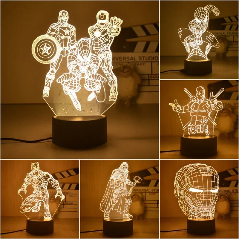 Lampka nocna LED 3D Marvel Iron Man — Lampa Avengers 
