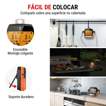 Termometr do mięsa ThermoPro TP902 Smart Bluetooth z dwiema sondami, zasięgiem bezprzewodowym 135 m, sterowaniem za pomocą aplikacji i alarmem do gotowania w kuchni