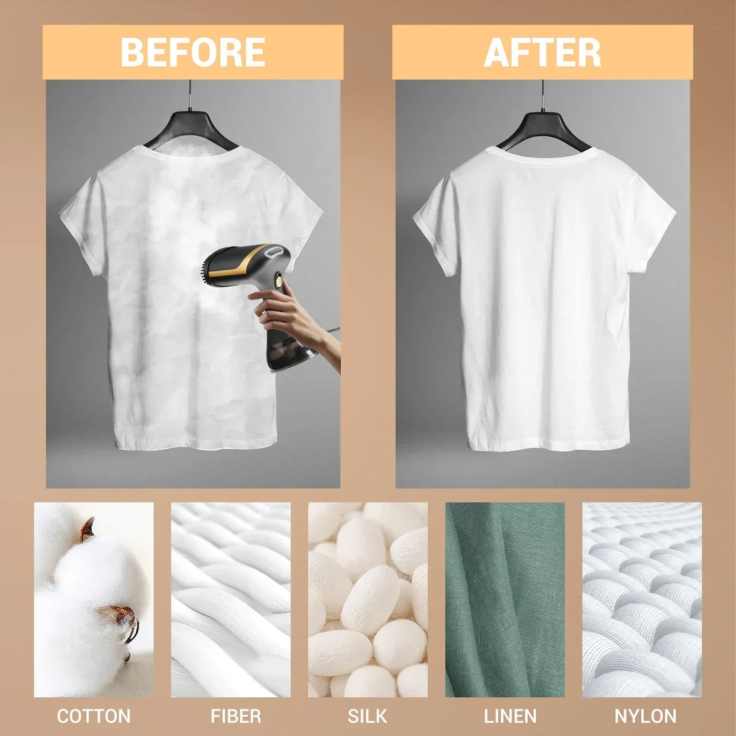 Żelazko parowe ręczne 350 ml, 1500 W, szybko nagrzewająca się parownica do ubrań – przenośna parownica do tkanin w domu i podróży