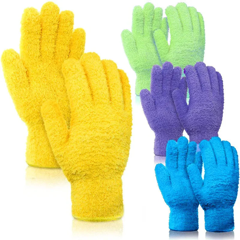 1 para rękawic czyszczących z mikrofibry, polar koralowy, pielęgnacja samochodu, solidne, pięciopalczaste, usuwanie kurzu, chłonne, prace domowe