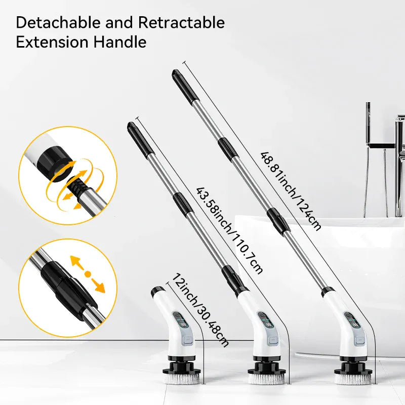 7-w-1 bezprzewodowa elektryczna szczotka czyszcząca – szorowarka obrotowa do łazienki, kuchni, okien i samochodu