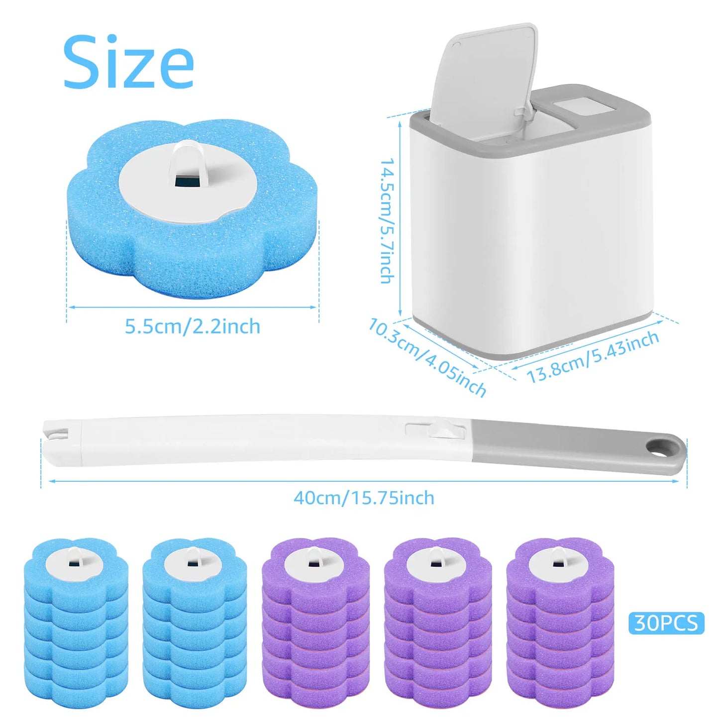 Zestaw do czyszczenia szczotek toaletowych Willstar 18/36 szt. – Szczotka WC z długą rączką i wymiennymi głowicami | Higieniczny środek do czyszczenia toalet 