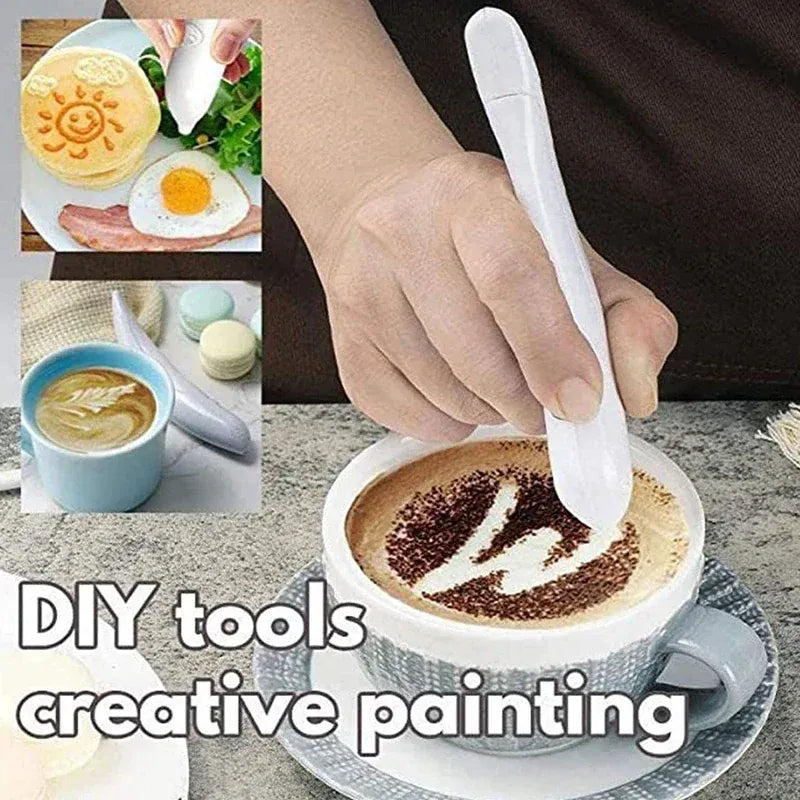 Elektryczny długopis do latte art – narzędzie do dekorowania kawy i ciast, idealne do kreatywnych projektów baristycznych, wypieków i dekoracji ciast 