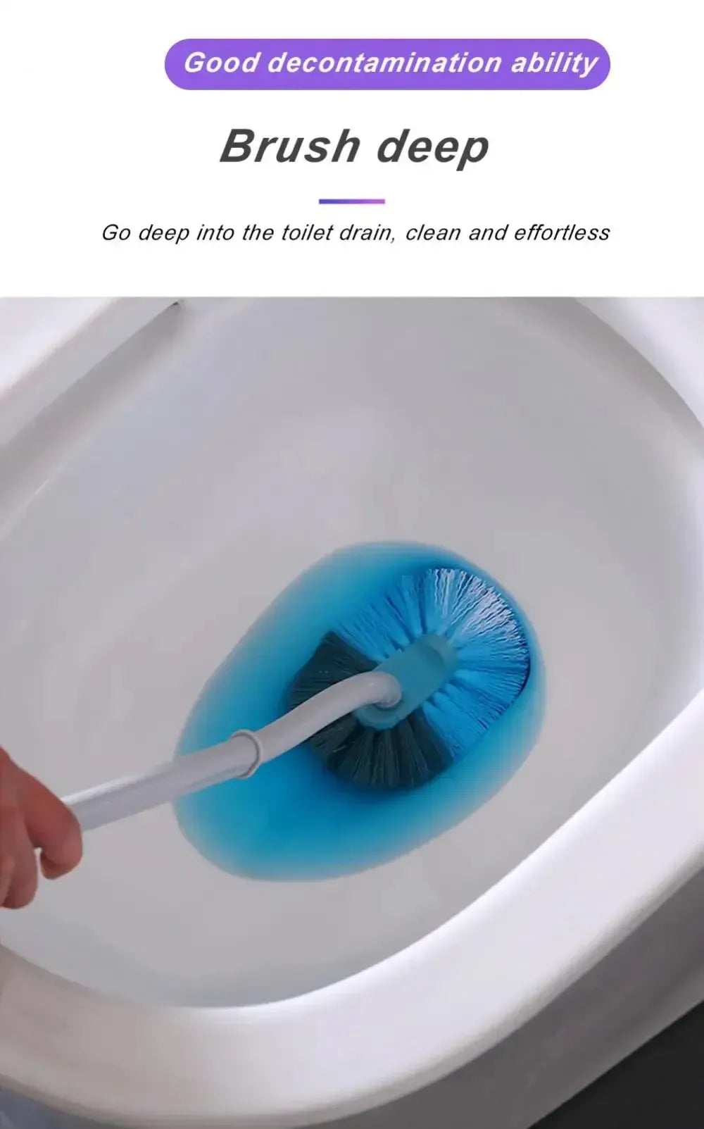 Szczotka toaletowa w kształcie litery S | Ścienne narzędzie do czyszczenia z długim uchwytem i miękkim włosiem 