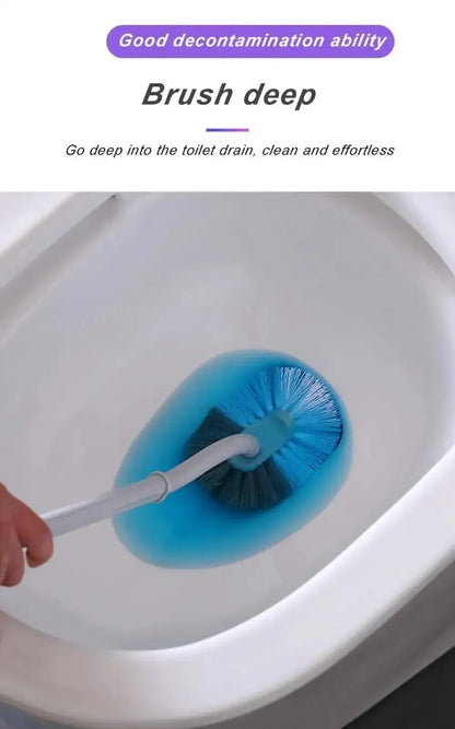 Szczotka toaletowa w kształcie litery S | Ścienne narzędzie do czyszczenia z długim uchwytem i miękkim włosiem 
