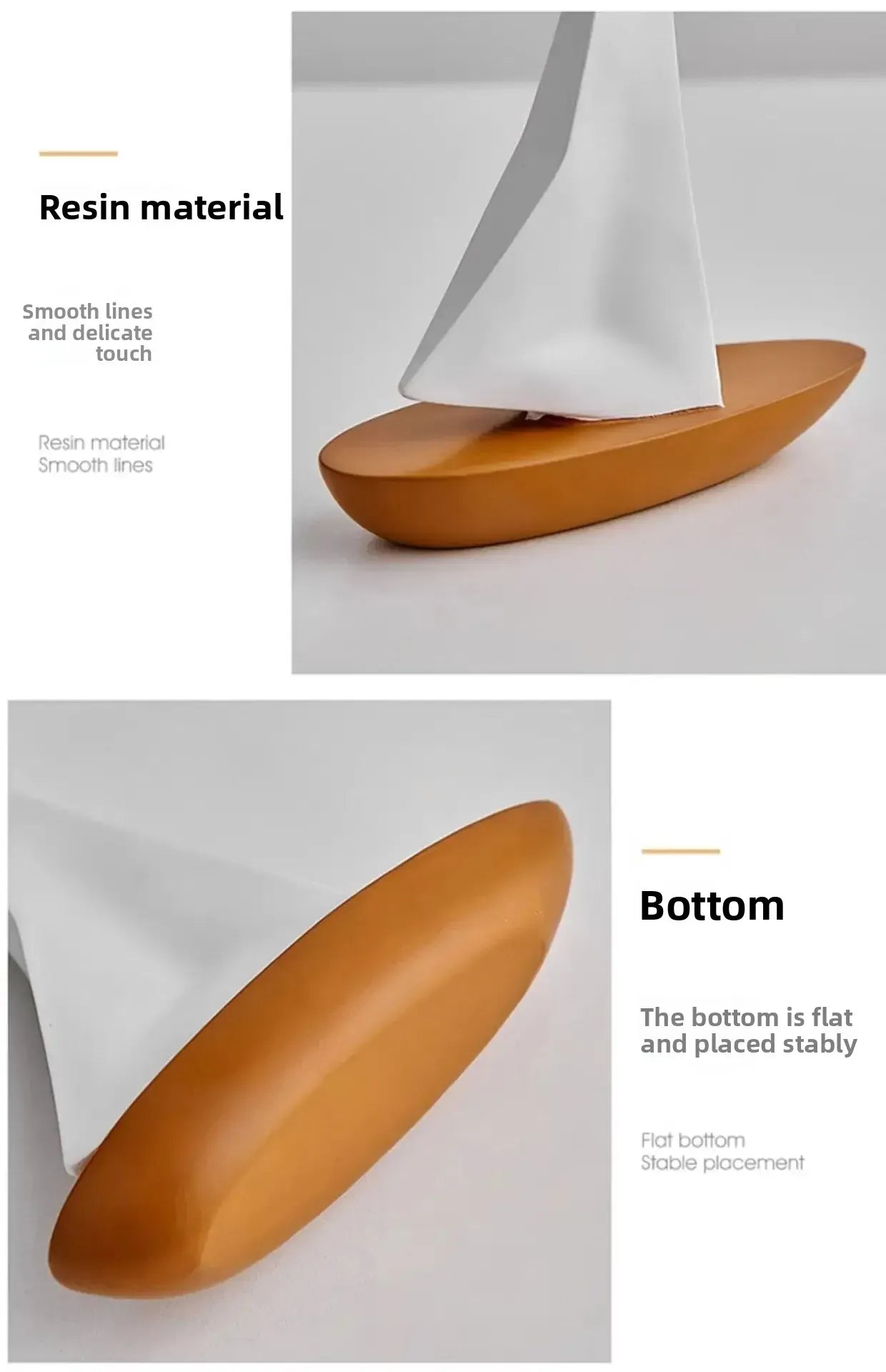 Kreatywny model żaglówki z żywicy – ​​ozdoba do salonu i biurka w stylu marynistycznym 