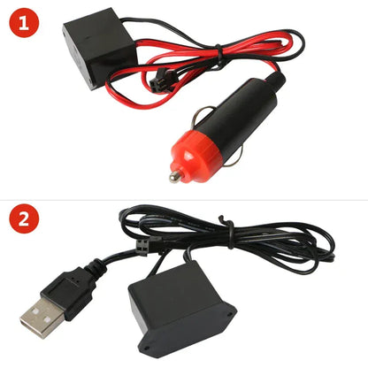 Elastyczna taśma LED EL Neon 1M / 3M / 5M — USB / 12V Oświetlenie wnętrza samochodu, do samodzielnego montażu i na imprezę 