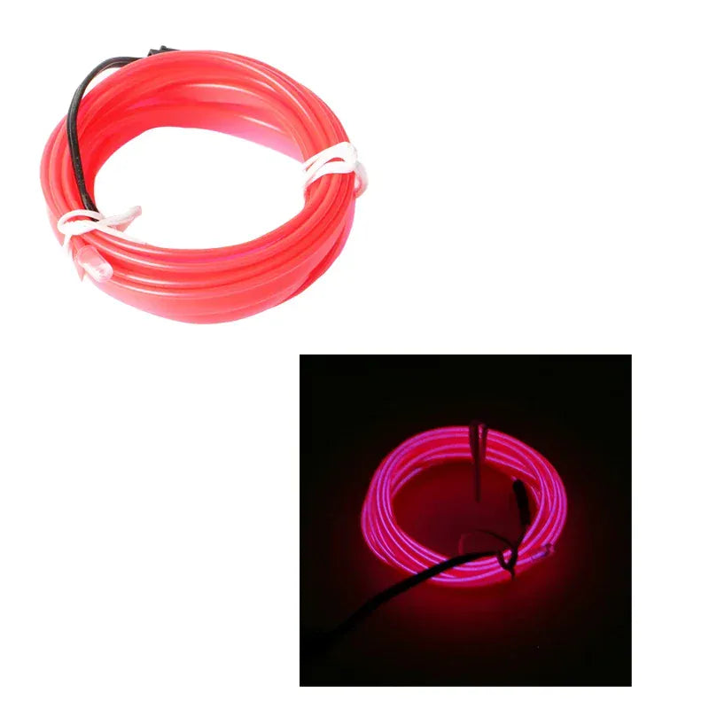 Elastyczna taśma LED EL Neon 1M / 3M / 5M — USB / 12V Oświetlenie wnętrza samochodu, do samodzielnego montażu i na imprezę 