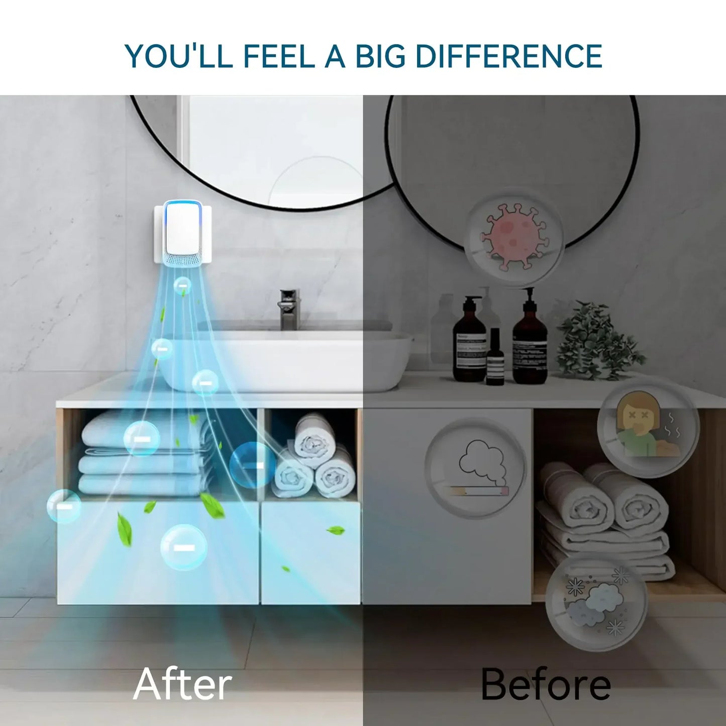 Oczyszczacz powietrza z technologią jonów ujemnych, jonizator do użytku domowego, cicha praca, jonizator dla zwierząt, mini oczyszczacz powietrza 