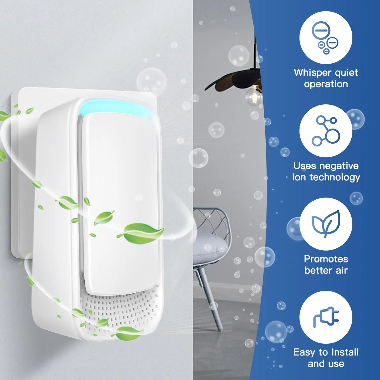 Oczyszczacz powietrza z technologią jonów ujemnych, jonizator do użytku domowego, cicha praca, jonizator dla zwierząt, mini oczyszczacz powietrza 
