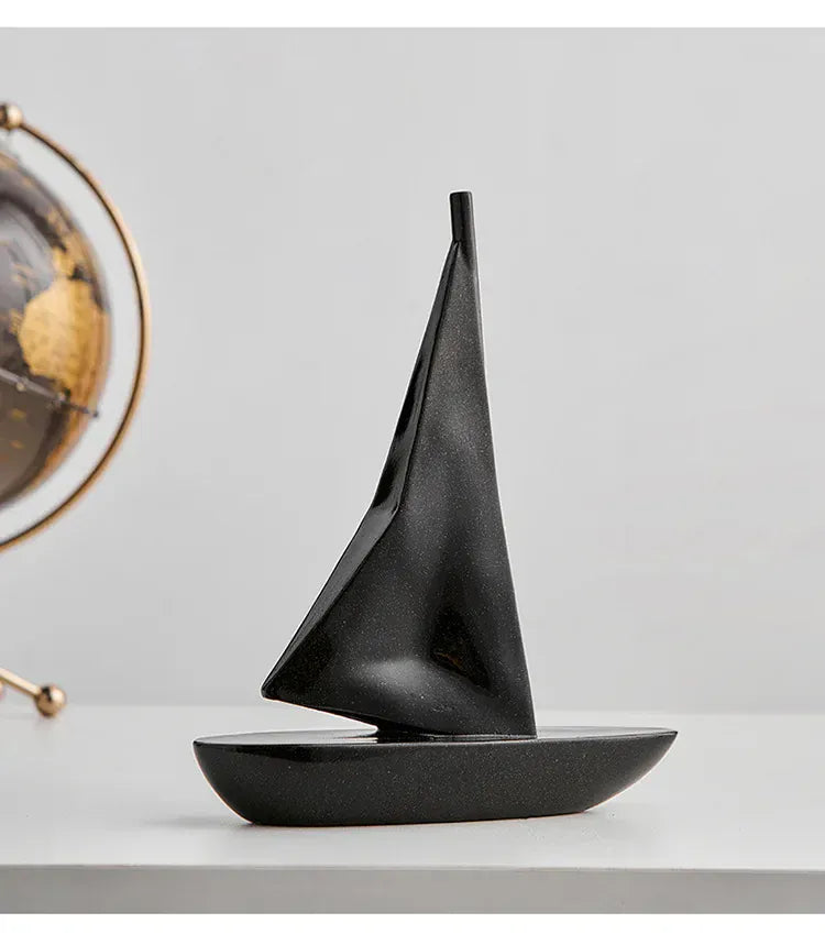 Kreatywny model żaglówki z żywicy – ​​ozdoba do salonu i biurka w stylu marynistycznym 