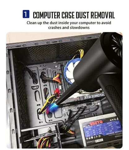 Bezprzewodowa dmuchawa sprężonego powietrza z oświetleniem LED – 51000 obr./min., akumulatorowa dmuchawa czyszcząca