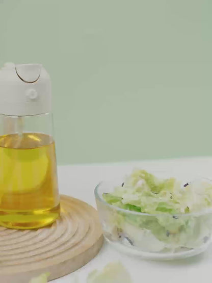 Butelka z dozownikiem do oleju 2 w 1, 500 ml — spryskiwacz do oliwy z oliwek do gotowania, frytkownicy powietrznej, grilla i narzędzi kuchennych na kempingu. Duża pojemność. 